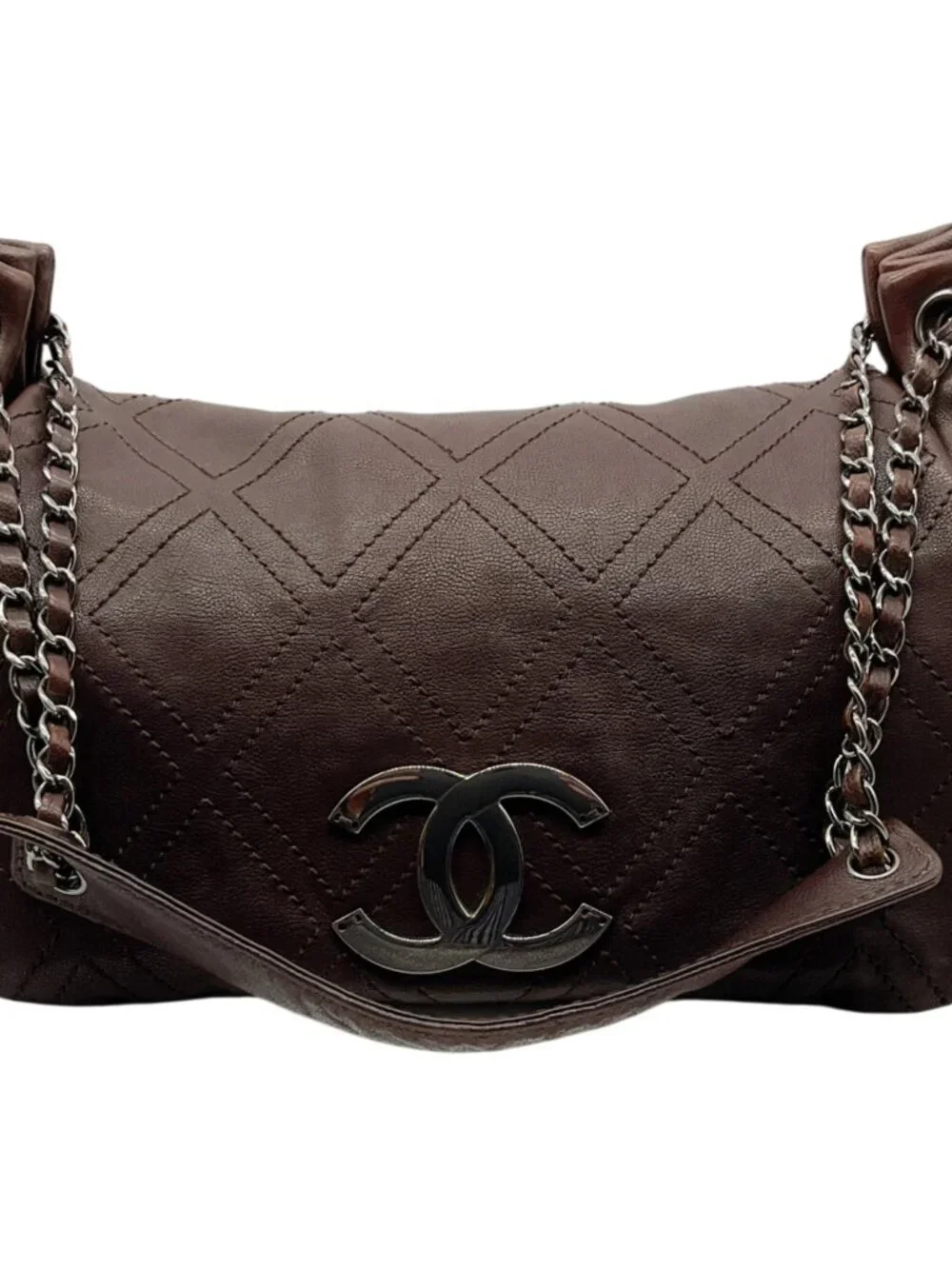 Chanel Brown Leather Diamond Stitch Shoulder Bag